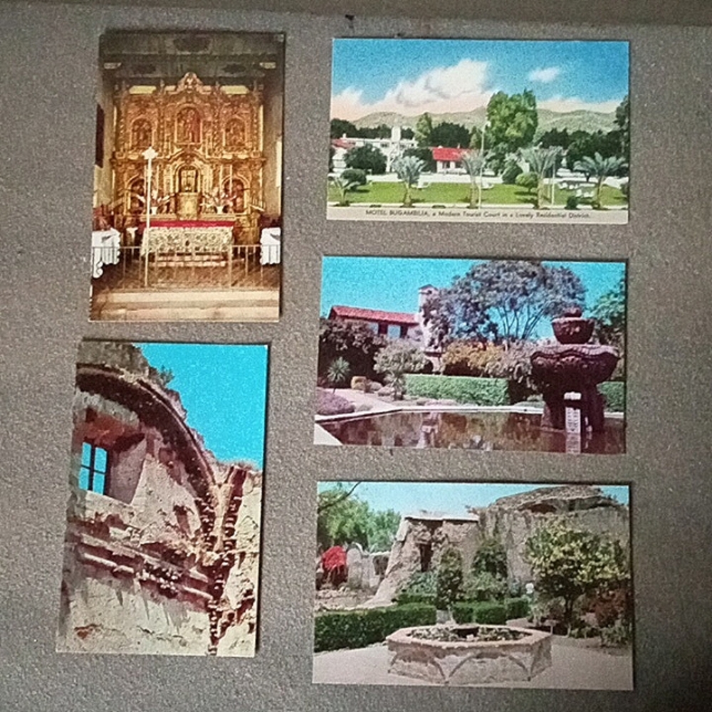 Vtg 1960's CURTEICHCOLOR 4 Mission San Juan Capistrano, California Post Cards.